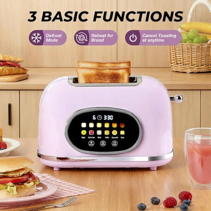 Roter Mond Toaster 2 Slice Touchscreen Stainless Steel, Light Purple - color: Pink