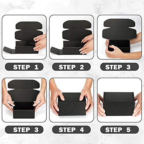 6x6x3 Black Shipping Boxes for Small Business, Packing, 25 Pack - color: Black, size: 6x6x3 inch