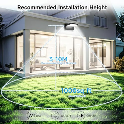 Outdoor Wall Sconces 350 ° Rotatable Panel 6000K IP65 Waterproof 3Pack - color: 3/40w/6000k/Black