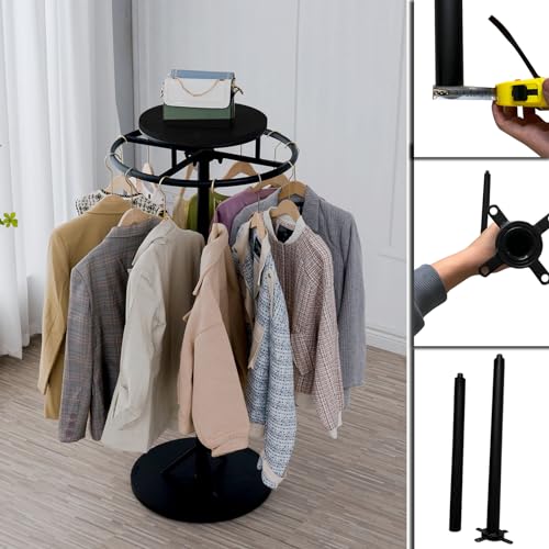 Commercial Grade Round Clothes Rack Floor Standing Rotatable Clothing Rack - color: Black