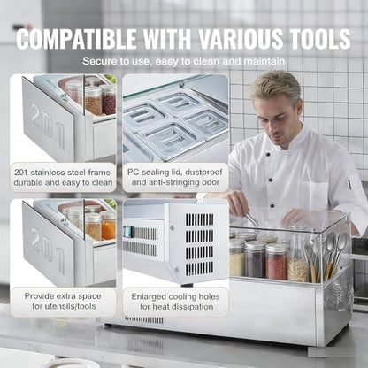 Refrigerated Condiment Station 130W 304SS - size: Medium