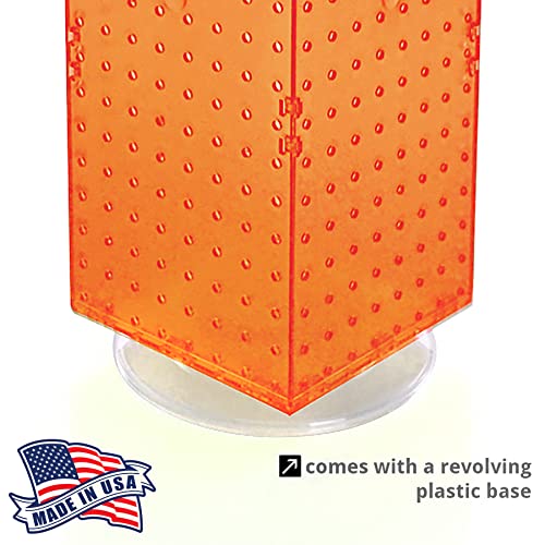 Azar Displays 703385-ORG-4C24, Four-Sided Revolving 8" W x 20" H Pegboard Counter Display w/ 24 Hooks- 4” Length, Orange - color: Orange, style: Pegboard + Hooks
