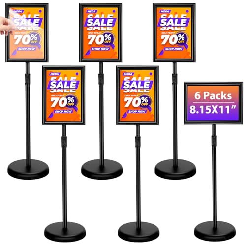 Feifeiya 6 Pcs Sign Holder Stand 8.5x11 Poster Stand, Square Corner, Black - color: black, style: Square Corner