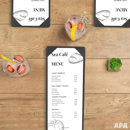 Ilyapa Vinyl Leather Menu Holder, 4.25x11 Inch - 5 Pack, Table Top Display - size: 4.25 x 11