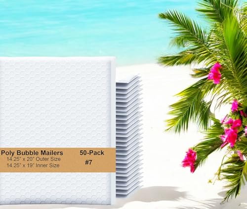 iMBAPrice 14.5x20 Inches White Color Polybubble Bag, 50-Pack Size #7 Self Seal Poly Bubble Mailers Padded Packing Envelopes (Total 50 Bags) - color: White Poly Bubble, size: 14.5"x20" Poly (50 Envelopes) Value Pack