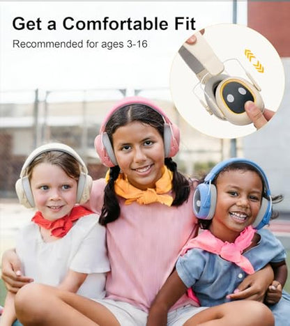 Ear protection for kids, 30dB SNR, 5.5 oz, Lightweight Adjustable - color: Beige