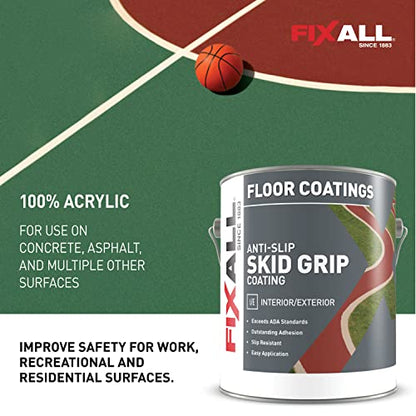 FIXALL Skid Grip Anti-Slip Coating, 1 Gallon, Jet, Exceeds ADA Standards, Ideal for Safety Areas, Slip-Resistant Pavement, Cement & Concrete Paint - color: Jet, size: 128 Fl Oz (Pack of 1)