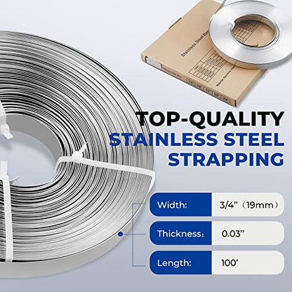 Stainless Steel Banding Strapping Kit - 3/4" x 100ft