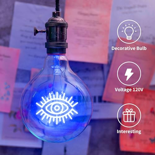 2W LED Decorative Light Bulb,Happy Signed Bulb,Design Light Bulbs,Filament Bulb,Globe Led Light Bulbs,Soothing Light Bulbs,G125 120V - color: Eye-up