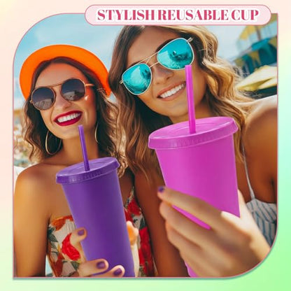 15-Count Bulk Plastic Tumblers with Snap Lids, 24oz Commercial-Grade Coffee Cups, Durable Reusable Drinkware for Restaurant, Office Use & Outdoor Events(Solid Color)