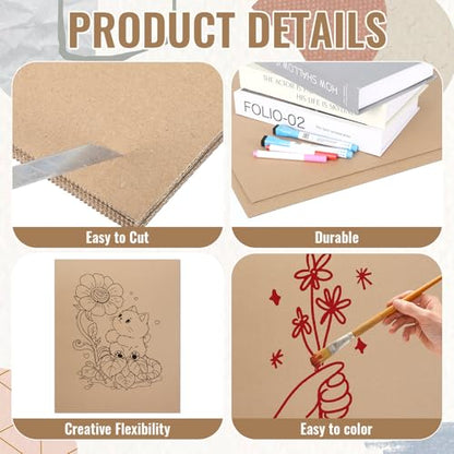 30 Pack Corrugated Cardboard Sheets 18x24 Inch, Large Cardboard Inserts for Shipping Packaging, Flat Cardboard Pads for Mailing, Packing, Art Projects, DIY Crafts