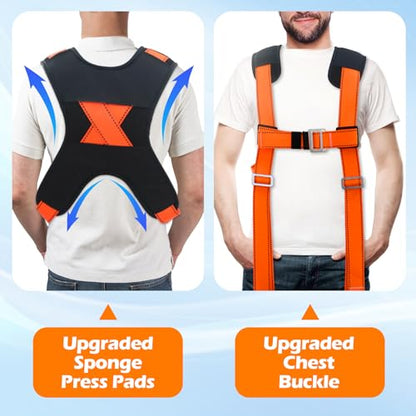 Furniture Moving Straps with Chest Buckle for 2 Movers up to 1000lbs - color: Orange & Black