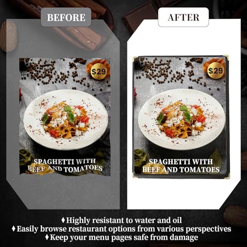 8.5 x 11 Inch Menu Covers 10 Pack Double Stitched Menu Sleeves Single Page Menu Holder Two Clear Viewing Surfaces Restaurant Menu Covers - size: 10 Pack (1 Page, 2 View)