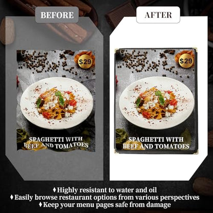 8.5 x 11 Inch Menu Covers 10 Pack Double Stitched Menu Sleeves Single Page Menu Holder Two Clear Viewing Surfaces Restaurant Menu Covers - size: 10 Pack (1 Page, 2 View)