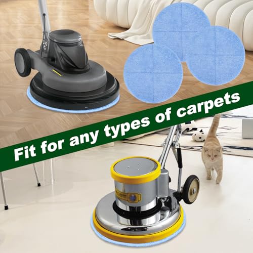 Commercial 17 Inch Microfiber Carpet Bonnet Floor Machines Pads Compatible with Floor Machine: 3 Packs Microfiber Carpet Bonnet Floor Buffer Pads - color: 17 Inch-3 Pack-blue