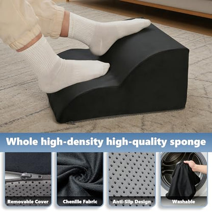 Foot Rest Under Desk for Office, Ergonomic Adjustable Footrest with Washable Cover, Soft Desk Foot Stool for Home Office, Work, Gaming, Long Sitting, Black - color: Black