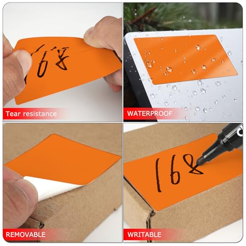 Orange Rectangle Labels 3" x 2" Color Coding Stickers Roll 500 Pcs - color: Orange