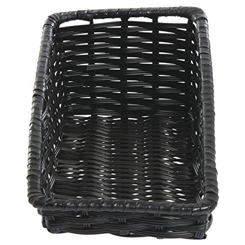 HUBERT Wicker Storage Baskets Black Plastic - 7 1/2"L x 16"D x 1 1/2" to 5"H - color: Black, size: 7.5"Lx16"Dx 1.5-5"H