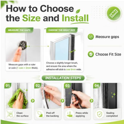 ZOMPAGO Brush Weather Stripping Door Window Sealing,0.2 in x0.4 x 32.8 FT - size: 1 Roll, 0.2 in x 0.4 in x 32.8 FT, Grey