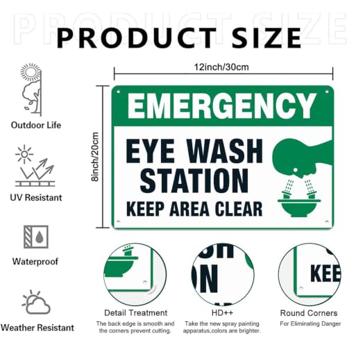 Emergency Eye Wash Station Metal Sign 8 x 12 Inch