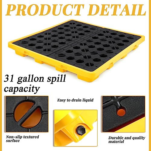 Thyle Spill Containment Platform with Drain Anti Slip Large Plastic Containment Tray Leakproof Detachable for Industrial Uses (1 Pcs,51 x 51 x 6 Inches) - size: 51 x 51 x 6 Inches