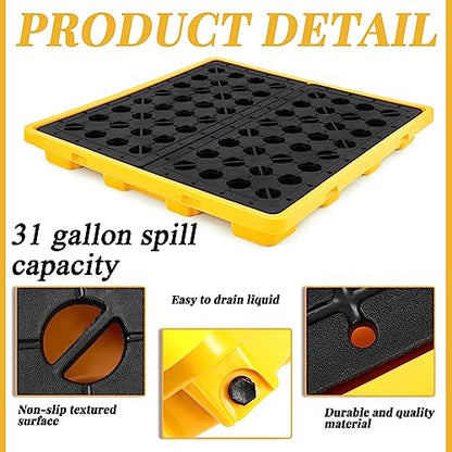 Thyle Spill Containment Platform with Drain Anti Slip Large Plastic Containment Tray Leakproof Detachable for Industrial Uses (1 Pcs,51 x 51 x 6 Inches) - size: 51 x 51 x 6 Inches