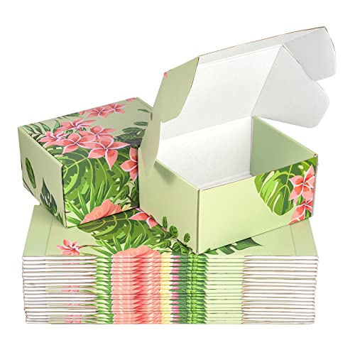 Hawaiian Flower Shipping Boxes Pack of 25 - 8x6x4in Hawaiian Floral Gift Boxes Small Cardboard Corrugated Mailer Shipping Boxes for Small Business Packaging Shipping Mailing - color: Hawaiian Flower, size: 8x6x4in