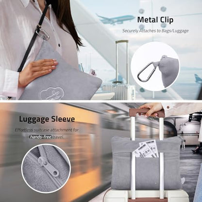 Travel Blanket Pillow,Airplane Blanket Compact with Bag Eye Mask, Ultra-Soft,Warm & Lightweight Included,Travel Essentials for Women & Men, Luggage Sleeve & Backpack Clip 65x40 in, Grey - color: Gray