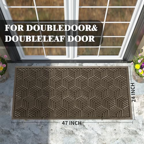 Yimobra Large Door Mat 47x24, All-Season Waterproof Outdoor Mats for Front Door Entrance with Drainage Holes, Heavy Duty Non-Slip Doormat for Garage Patio Entryway Indoor, Brown - color: Brown, size: 47x24 Inch