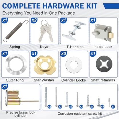 MorningRo Garage Door Locks Set with T-Handle & Keys Twist Deadbolt Locks - style: All Hardware Set