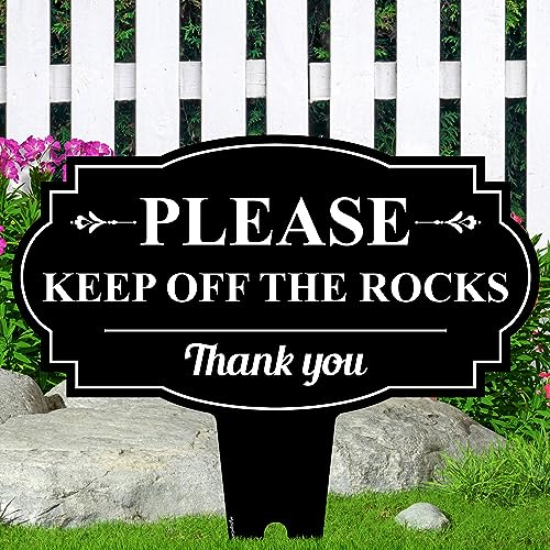 Please Keep Off The Rocks Sign, 17"x17", Heavy Duty Integrated Ground Stakes, Indoor/Outdoor Use, Rust Free Aluminum Composite, Made in USA by My Sign center - size: 17"x17"