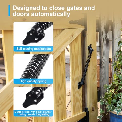 Gate Springs Self Closing Heavy Duty 14in Outdoor Gates Adjustable Tensioner Automatic Gate Closure - 1pack