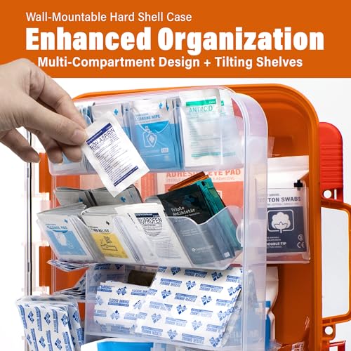EVERLIT 400 Pcs OSHA Compliant First Aid Kit (Orange) - color: Orange