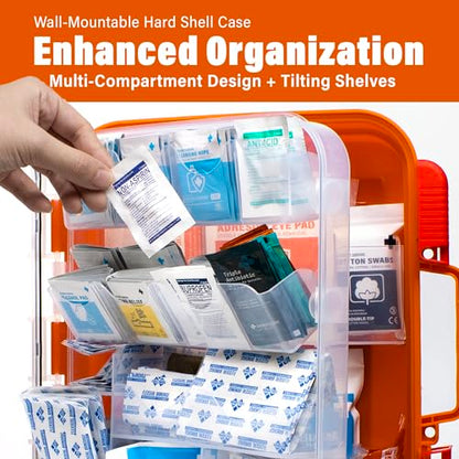 EVERLIT 400 Pcs OSHA Compliant First Aid Kit (Orange) - color: Orange