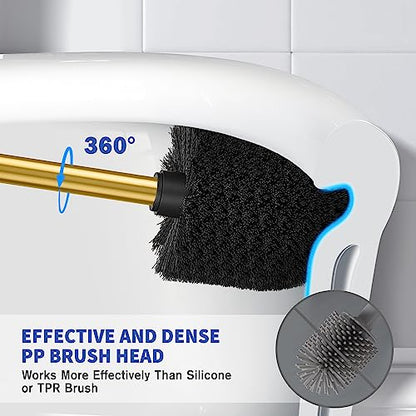Toilet Brush and Holder, Toilet Brush Stainless Steel, Toilet Bowl Brush for Bathroom Toilet-Ergonomic, Elegant,Durable (Gold) - color: Gold