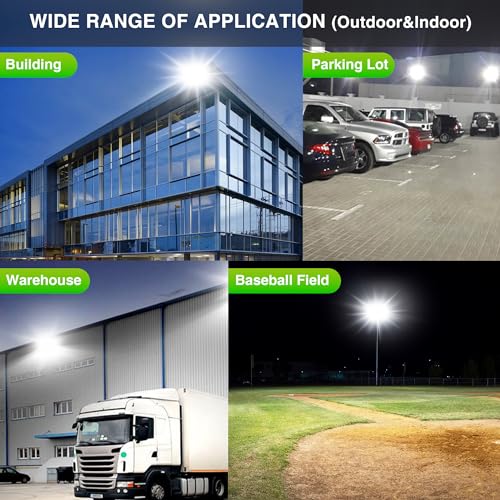 STASUN 3 Pack LED Flood Lights Outdoor(Black+Gray), 600W 60000lm 6000K Daylight White IP66 Waterproof, Commercial Parking Lot Lights, 3 Heads for Yard Street Stadium Outdoor Area Floodlight Bright