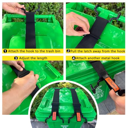 Trash Can Lid Lock Strap with Handle for Animals Proof & Windproof