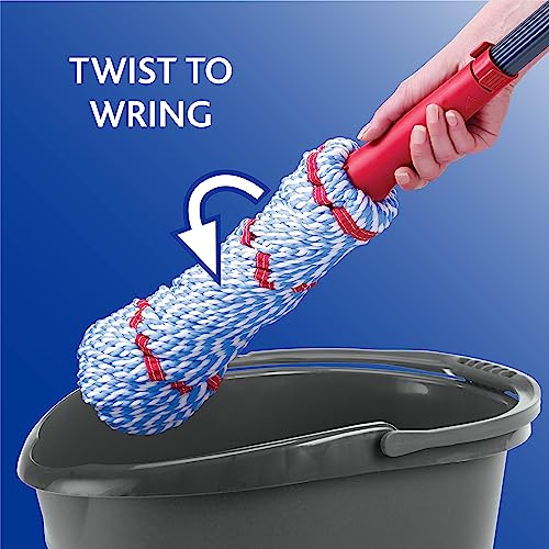 O-Cedar MicroTwist MAX Microfiber Twist Mop with 1 Extra Refill | Features Hands-Free Wringing | Extra Large 18-Inch Mop Head | Safe on All Floor Types,Red