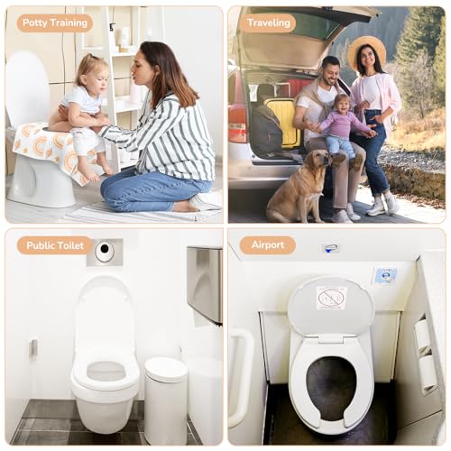 30 Pack Toilet Seat Covers Disposable, Individually Wrapped for Travel, Large Waterproof Potty Covers for Kids and Adults,Toddler Potty Training for Public Restroom, Airplane, Trip - Rainbow - color: Rainbow