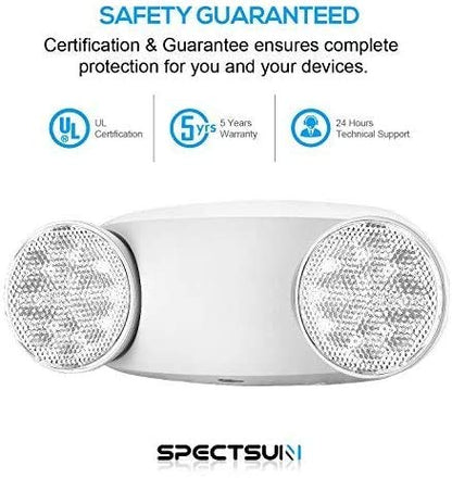 SPECTSUN 10 Pack LED Emergency EXIT Sign Lighting Combo- 120-277V Emergency Exit Lights for Home Power Failure-UL 924 Certified Commercial Emergency Light Fixtures,Ebulb Led Light Bulb - size: 10 Pack