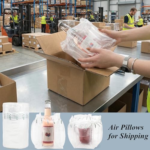 Tebery 400 Count Air Pillows for Shipping, 4.72"x7.87" Inflatable Air Cushioning Bags Roll with Pump, Reusable Packing Filler Materials, Leak-Proof Purse Stuffing Supplies for Shape