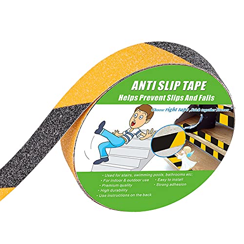 Yorwe Anti Slip Tape Stairs & Ramps, Traction Grip(1" x 190", Black/Yellow) - color: Black / Yellow, size: 1" Width x 190" Long
