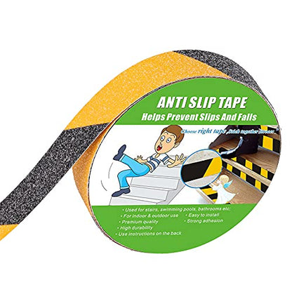 Yorwe Anti Slip Tape Stairs & Ramps, Traction Grip(1" x 190", Black/Yellow) - color: Black / Yellow, size: 1" Width x 190" Long