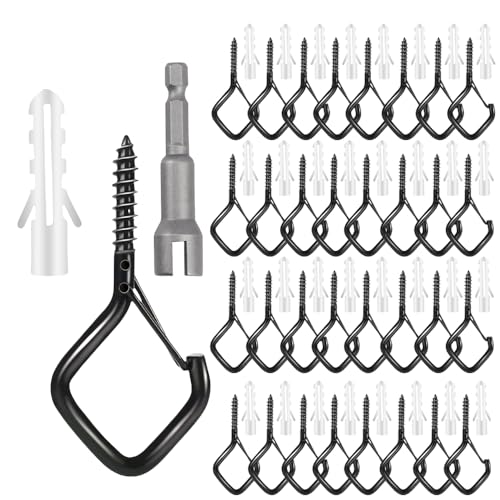 32 Pcs 2.36IN Ceiling Hooks with Safety Buckle for Plants - color: Black, size: 32Pcs