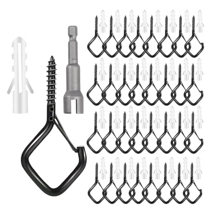 32 Pcs 2.36IN Ceiling Hooks with Safety Buckle for Plants - color: Black, size: 32Pcs