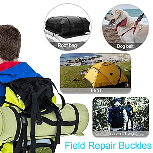 Plastic Buckles Straps Set, 5Pack 1" Side Release Buckle Dual Adjustable, 5 Yards 1" Strap PP Webbing Outdoor Camping Backpack Sleeping Bag Tent Belt Tied Band Accessories (5 Buckle + 5 Yards Webbing) - color: G#: 1" (5 Buckle + 5 Yards Webbing)