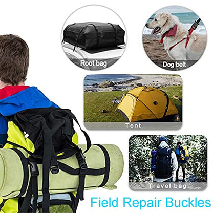 CooBigo 5 Pack 3/4" Side Release Buckle Dual Adjustable 5 Yards 3/4" PP Strap Webbing Outdoor Camping Backpack Sleeping Bag Tent Belt Tied Band Accessories (5 Buckle + 5 Yards Webbing) - color: G#: 3/4" (5 Buckle + 5 Yards Webbing)