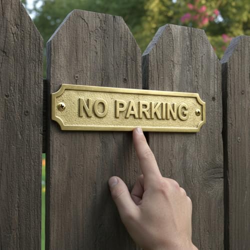 Solid Brass NO PARKING Door Sign Plaque 22x5 cm Wall Mounted Signage Plate for Home Office Garage Driveway Business Entryway Warning Notice Plate - color: NO PARKING