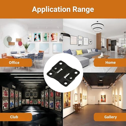 16Pcs Stainless Steel Interlock Hanging Buckle,Flush Concealed Mount Brackets Stainless Steel Z Clip Bracket Interlock Hanging Buckle Mountain Buckle for Picture Display Art Gallery - color: Black, size: Large Without Screws
