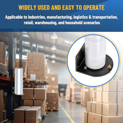 Wall Mountable Stretch Film Roll Stand, Fits up to 20" Stretch Film, Shrink Wrap Dispenser Holder Bracket with 7 Screws for Industry Manufacturing Logistics Retail, Shrink Wrap Not Included